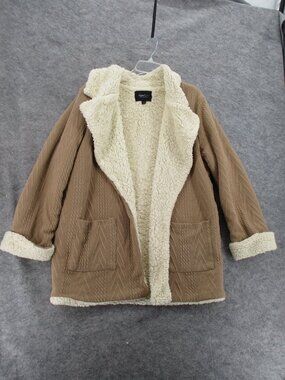 Sweet Rain Jacket Women's Large Beige Open front Sherpa